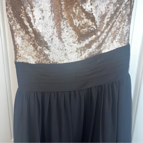 JJ’s House A Line One Shoulder Floor Length Chiffon Sequin Dress XS NEW! - Picture 6 of 9